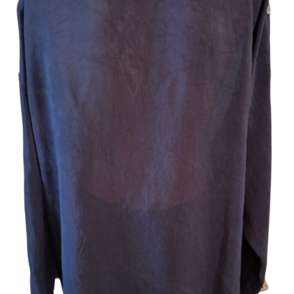 JOHNNY WAS  Kikumi Navy Embroidered Rayon  Peasant Tunic Top SZ XL Excellent - Picture 5 of 5